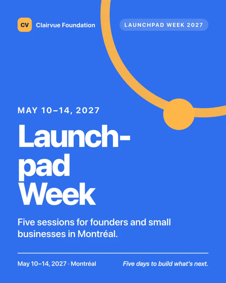 Launchpad Week 2027 poster in Clairvue blue with the dates May 10 to 14.